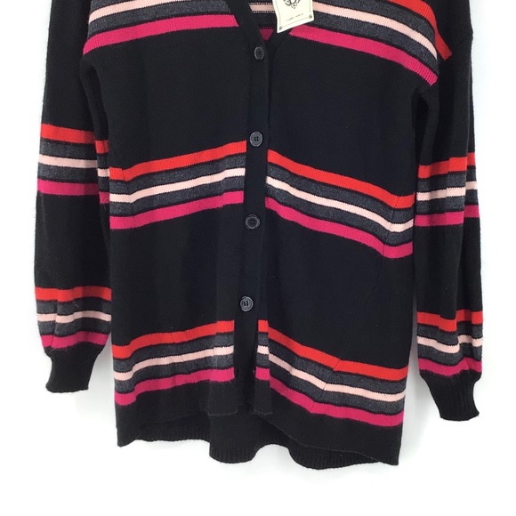 Democracy Black Pink Striped Girlfriend Cardigan - Picture 3 of 6